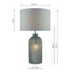Dar Pamplona 2 Light Grey Textured Glass Table Lamp Faux Silk Shade