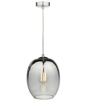 Dar Patrice 1 Light Silvered Mirror Glass Ceiling Pendant Polished Chrome