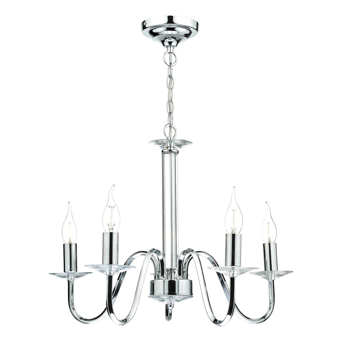 Dar Pique 5 Arm Dual Mount Chandelier Polished Chrome Crystal Sconces