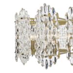 Dar Porthos 15 Light Chandelier Textured Glass Shades Antique Brass