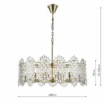Dar Porthos 15 Light Chandelier Textured Glass Shades Antique Brass