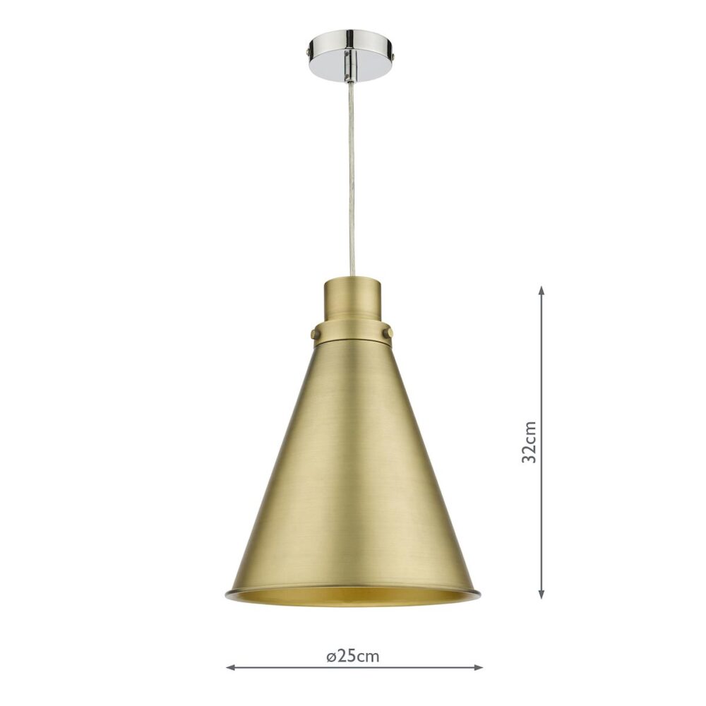Dar Potter Easy Fit Metal Cone Ceiling Pendant Lamp Shade Aged Brass