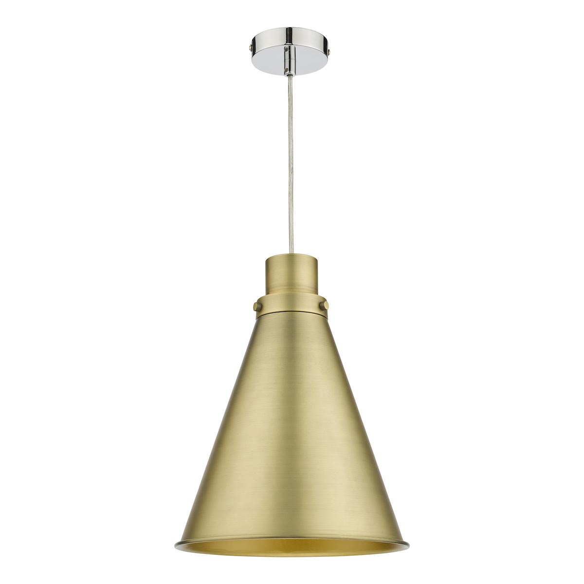 Dar Potter Easy Fit Metal Cone Ceiling Pendant Lamp Shade Aged Brass