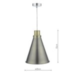 Dar Potter Metal Cone Ceiling Pendant Lamp Shade Antique Chrome