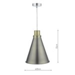 Dar Potter Metal Cone Ceiling Pendant Lamp Shade Antique Chrome