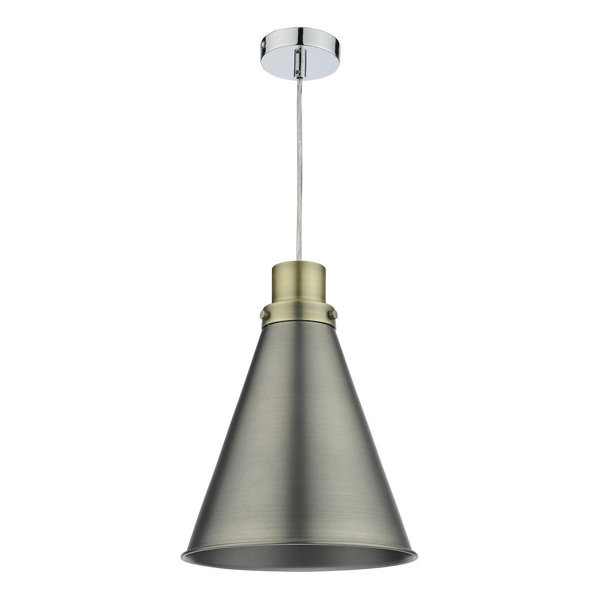 Dar Potter Metal Cone Ceiling Pendant Lamp Shade Antique Chrome