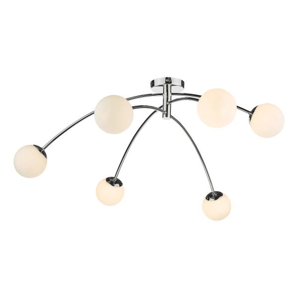 Dar Puglia 6 lamp semi flush ceiling light in polished chrome main image