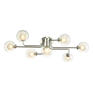 Dar Reyna 7 light flush ceiling light in chrome with clear and opal glass main image