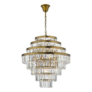 Dar Rhapsody large 12 light tiered crystal chandelier in bronze main image