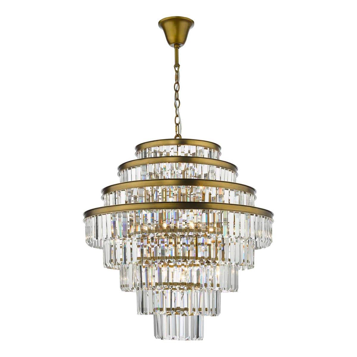 Dar Rhapsody Large 12 Light Tiered Crystal Chandelier Bronze Finish