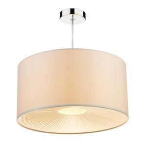 Dar Rita 40cm diameter cream faux silk ceiling pendant lamp shade main image