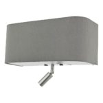 Dar Ronda Switched 3 Lamp Wall Light LED Reading Light Grey Faux Silk