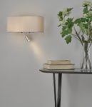 Dar Ronda Switched 3 Lamp Wall Light LED Reading Light Ivory Faux Silk