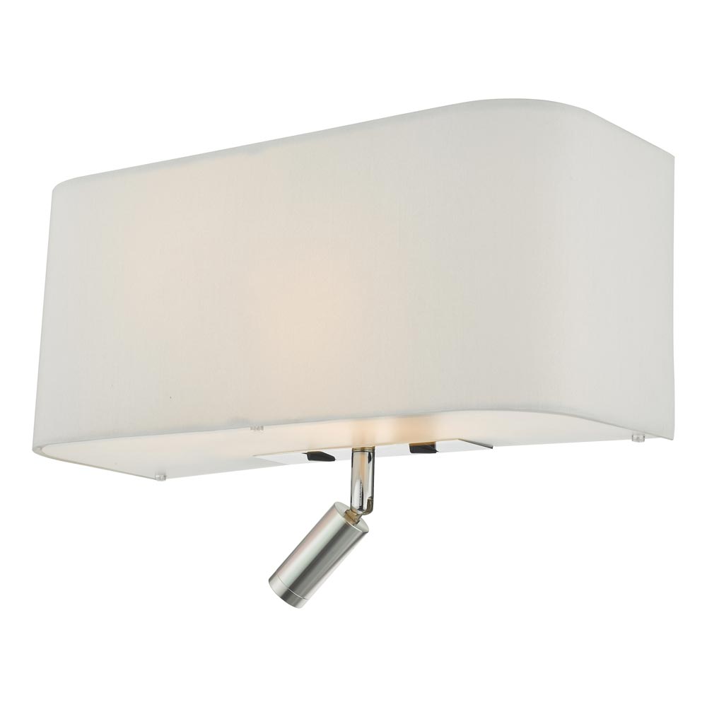 Dar Ronda Switched 3 Lamp Wall Light LED Reading Light Ivory Faux Silk