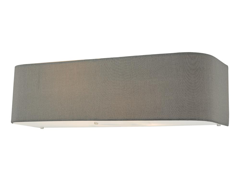 Dar Ronda Modern 2 Lamp Slimline Wall Light Grey Faux Silk Shade