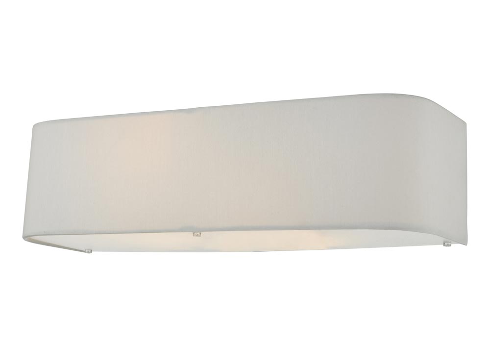 Dar Ronda Modern 2 Lamp Slimline Wall Light Ivory Faux Silk Shade