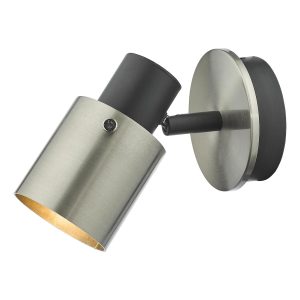 Ryan modern single wall spot light in matt black and satin nickel main image