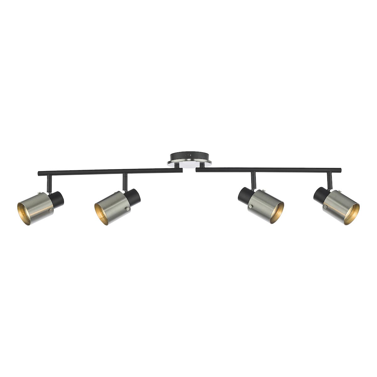 Dar Ryan Modern 4 Lamp Ceiling Spot Light Bar Matt Black Satin Nickel