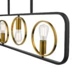 Dar Ryota Modern 3 Light Bar Ceiling Pendant Matt Black Antique Gold