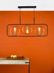 Dar Ryota Modern 3 Light Bar Ceiling Pendant Matt Black Antique Gold