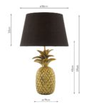 Dar Safa 1 Light Pineapple Table Lamp Matt Gold Black Cotton Shade