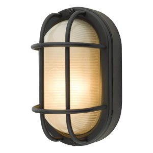 Salcombe small oval outdoor bulkhead light in matt black main image