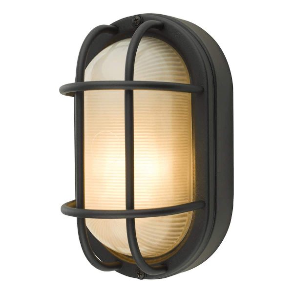 Salcombe small oval outdoor bulkhead light in matt black main image