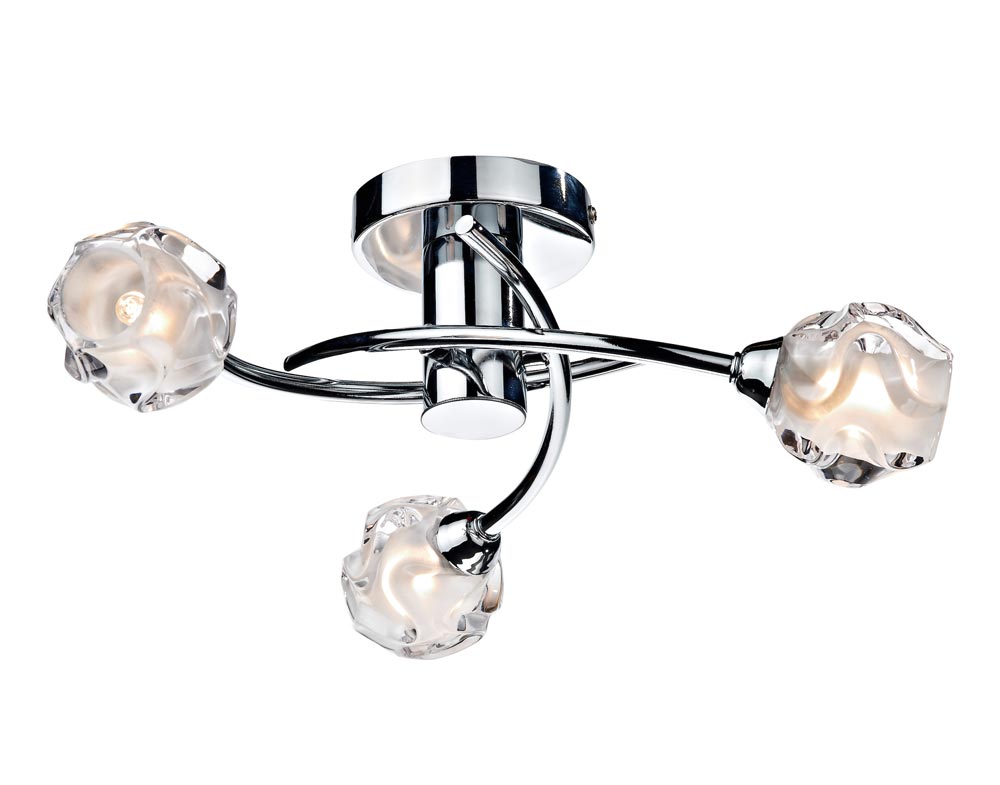 Dar Seattle Small 3 Lamp Semi Flush Low Ceiling Light Polished Chrome