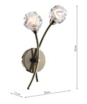 Dar Seattle Modern Switched 2 lamp Twin Wall Light Antique Brass