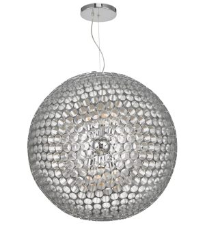 Dar Serafina Large 6 Light Tube Globe Ceiling Pendant Brushed Chrome