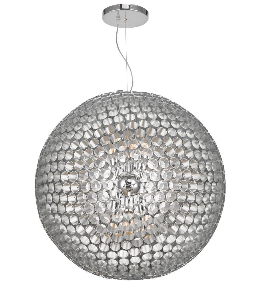 Dar Serafina Large 6 Light Tube Globe Ceiling Pendant Brushed Chrome