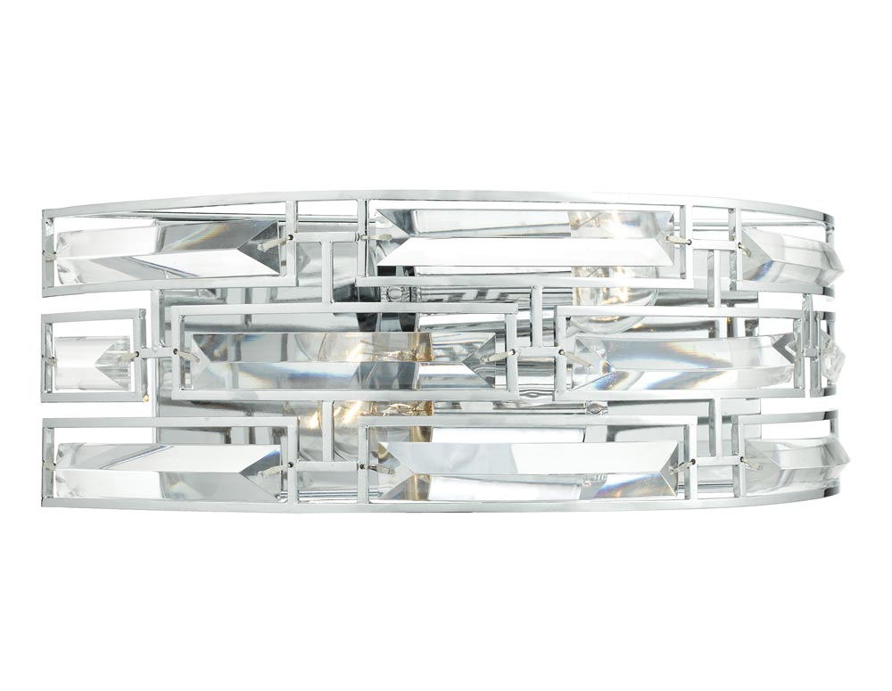 Dar Seville Polished Chrome Switched 2 Lamp Wall Light With Crystal