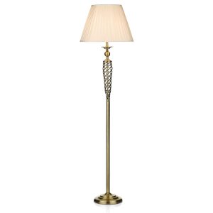 Siam classic 1 light spiral floor lamp in antique brass with cream shade main image