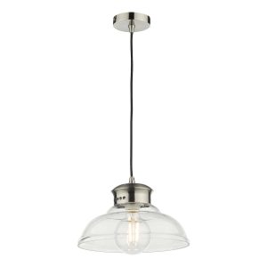 Dar Siren 1 light ceiling pendant in antique chrome with clear glass main image