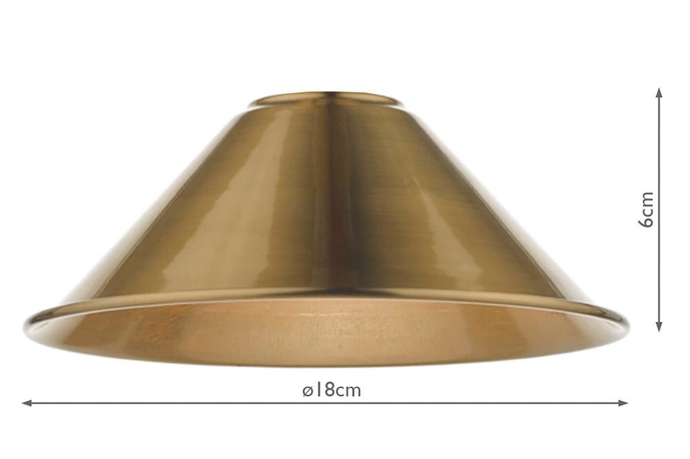 Dar Small 18cm Aged Brass Finish Ceiling Lamp Shade E14 B22 - Small Metal Ceiling Lamp Shades