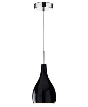 Dar Soho single black glass kitchen ceiling pendant light chrome main image