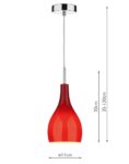 Dar Soho Single Red Glass Kitchen Ceiling Pendant Light Chrome