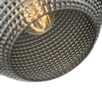 Dar Soren Modern 1 Light Smoked Textured Glass Ceiling Pendant Black