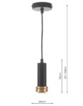 Dar Matt Black & Copper Finish E27 Pendant Ceiling Light Cable Set