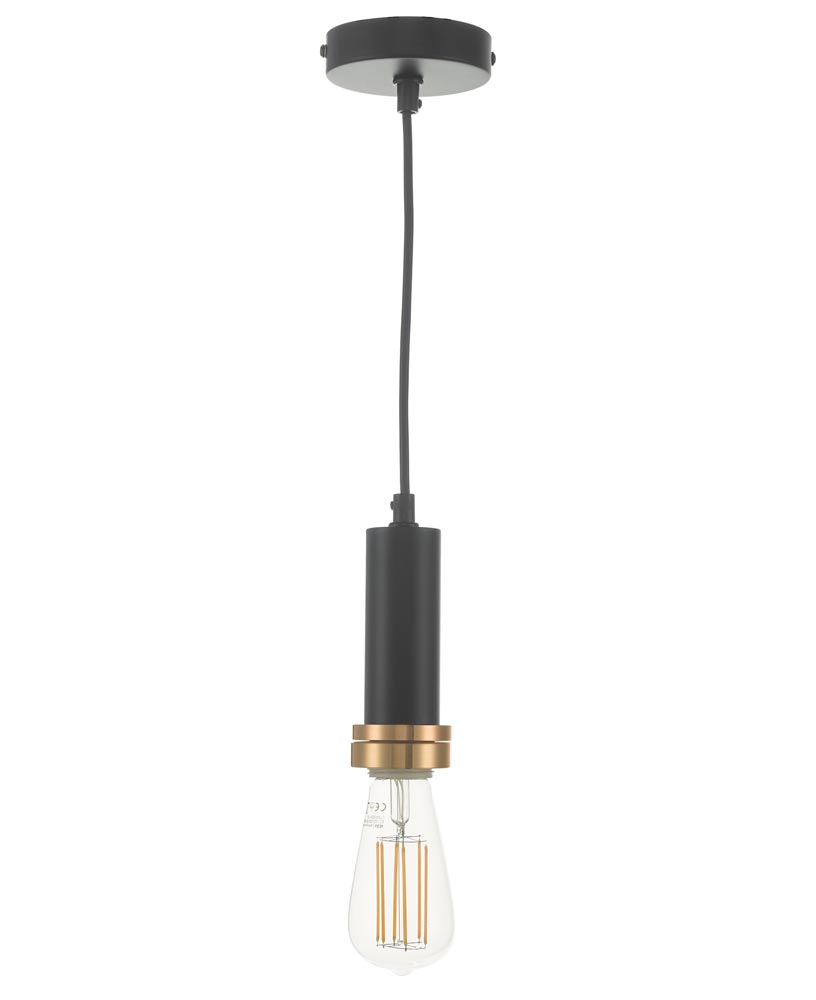 Dar Matt Black & Copper Finish E27 Pendant Ceiling Light Cable Set