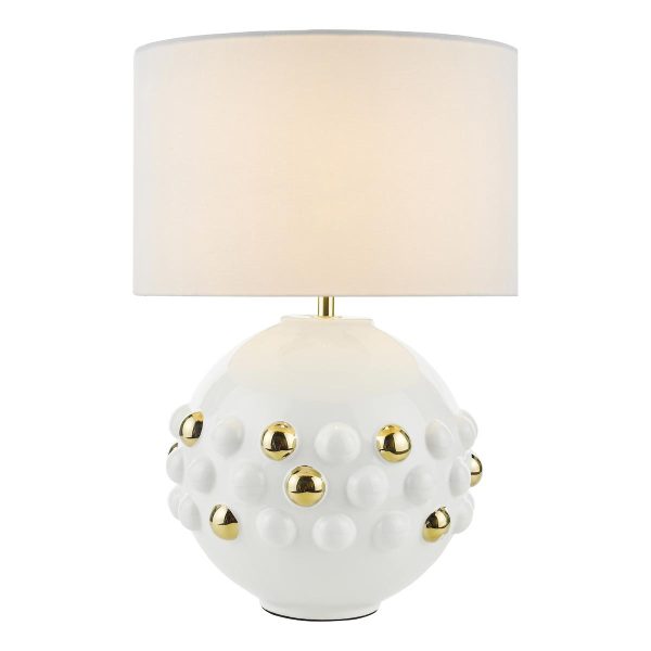 Sphere 1 light white ceramic table lamp with gold detail main image