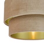 Dar Suvan Small 35cm 2 Tier Gold Lined Ceiling Lamp Shade Taupe Velvet