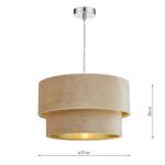 Dar Suvan Small 35cm 2 Tier Gold Lined Ceiling Lamp Shade Taupe Velvet