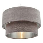 Dar Suvan Small 35cm 2 Tier Silver Lined Ceiling Lamp Shade Mink Velvet