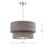 Dar Suvan Small 35cm 2 Tier Silver Lined Ceiling Lamp Shade Mink Velvet