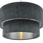 Dar Suvan Small 35cm 2 Tier Silver Lined Ceiling Lamp Shade Grey Velvet