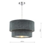 Dar Suvan Small 35cm 2 Tier Silver Lined Ceiling Lamp Shade Grey Velvet