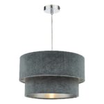 Dar Suvan Small 35cm 2 Tier Silver Lined Ceiling Lamp Shade Grey Velvet