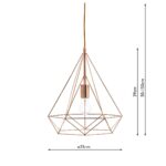 Dar Sword Modern 1 Light Geometric Ceiling Pendant Polished Copper