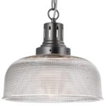 Dar Tack Industrial 1 Light Ceiling Pendant Prismatic Glass Matt Nickel